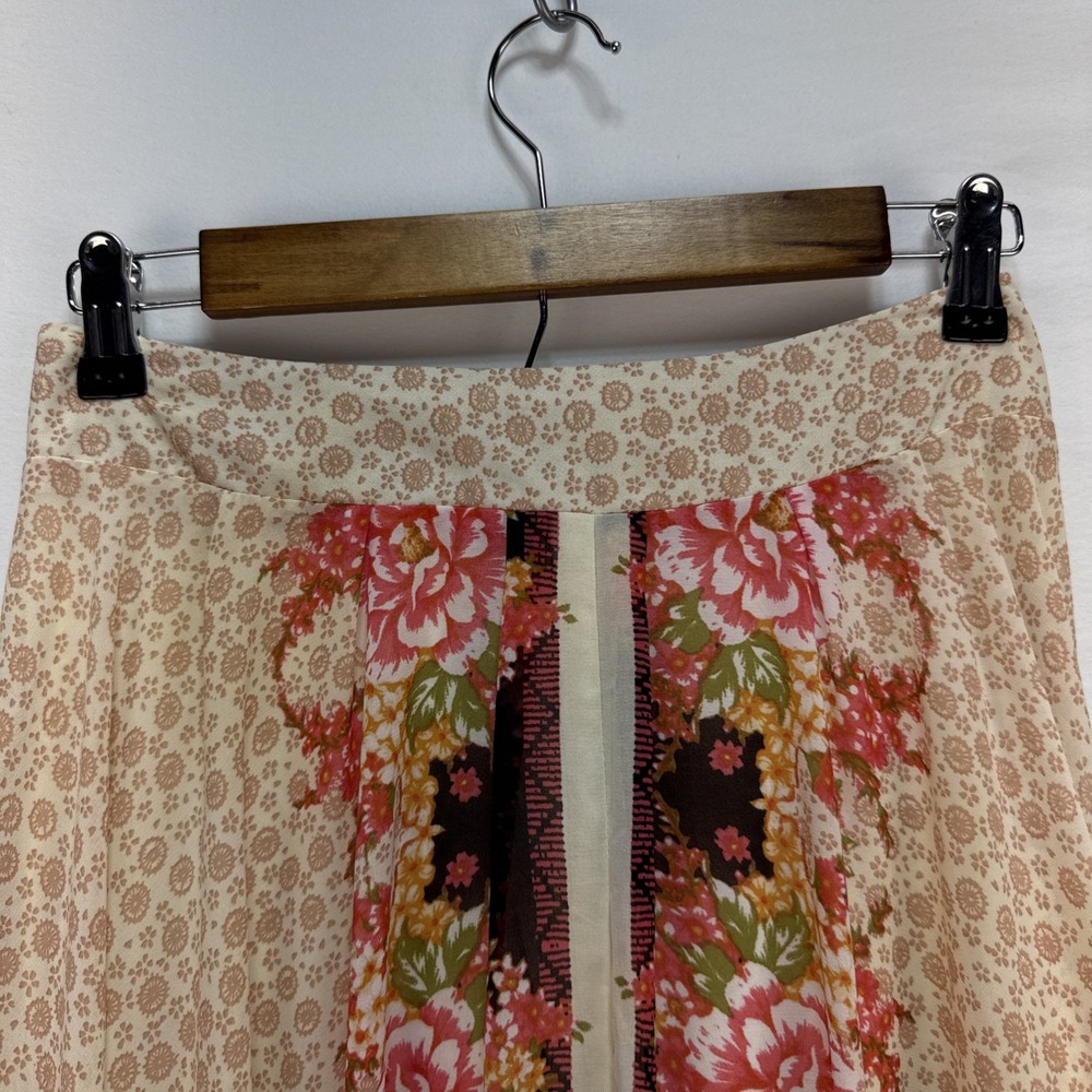 Free People Lovely Lady Maxi Skirt Size XS Asymmetrical Flowy Floral Chiffon - Picture 5 of 9